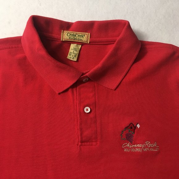 #GG Cross Creek Chimney Rock Golf Course/Napa Valley Polo Shirt Mens Large Red - Picture 1 of 7